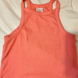 h&m peach halter crop top